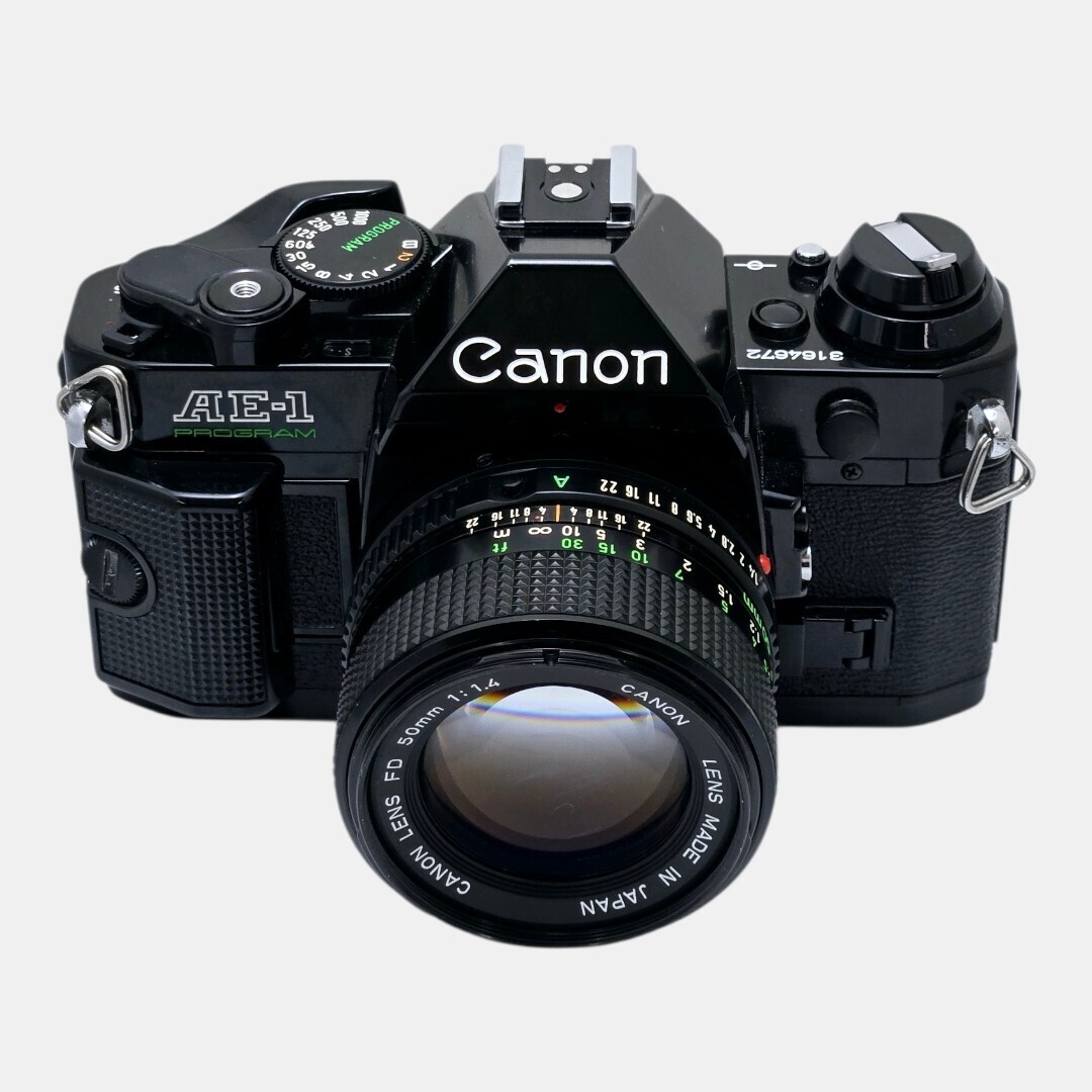 【整備済/保証付】Canon AE-1 PROGRAM NEW FD 50mm F1.4 ブラック ボディ レンズセット フィルム一眼 film camera #3164672拍卖