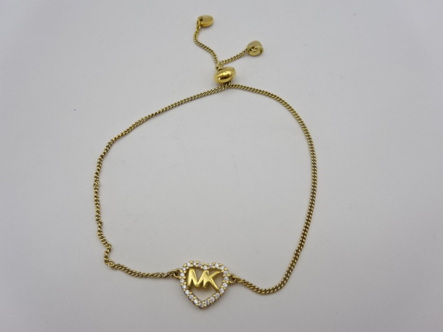 ☆ J584 MICHAEL KORS マイケルコース レディース アクセサリー ブレスレット MKロゴ ハート Ag925 刻印 ゴールド ☆拍卖