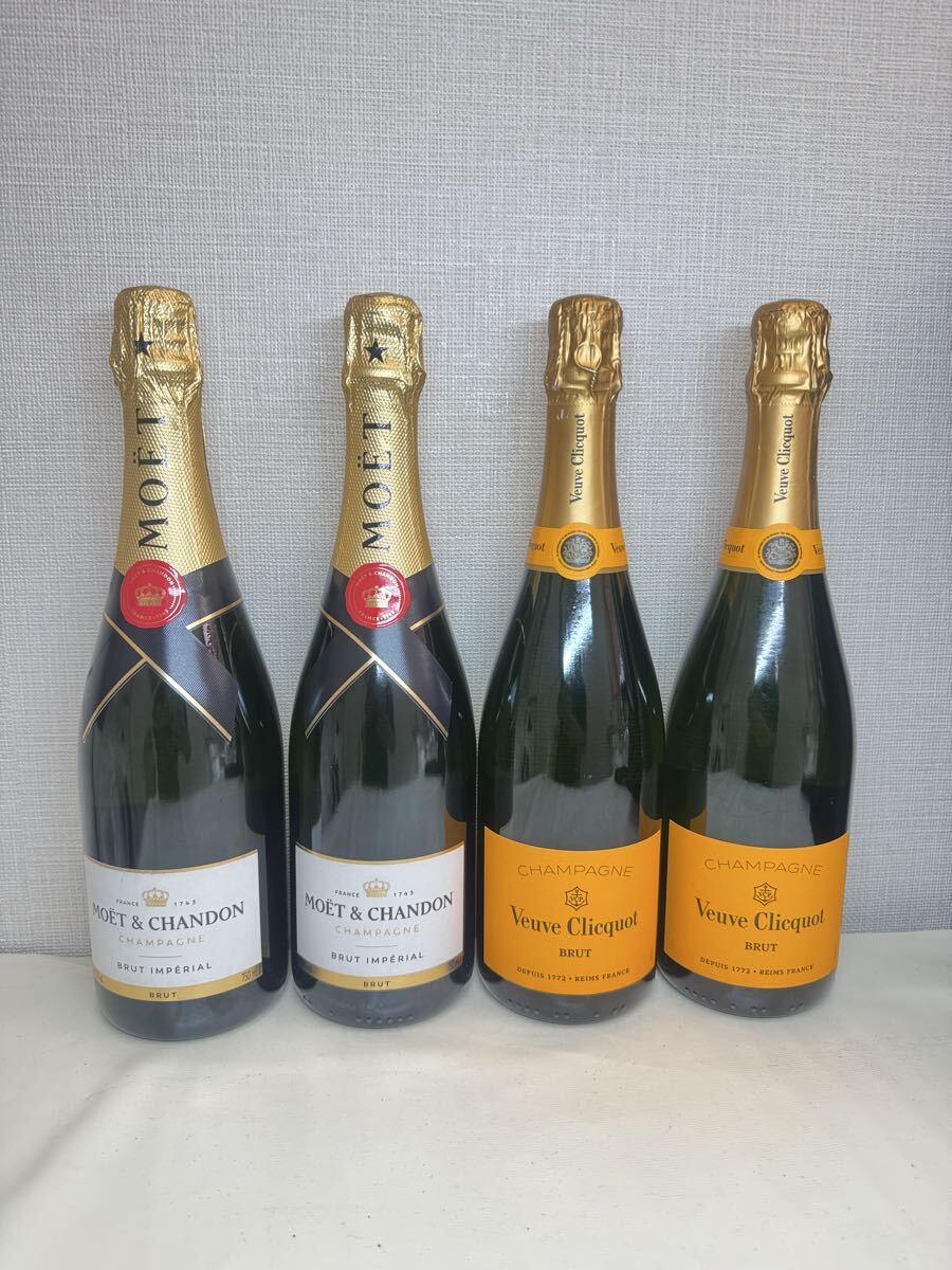 【大黒屋】4本セット MOET&CHANDON(モエエシャンドン)ブリュット+Veuve Clicquot(ヴーヴ クリコ)イエロー ブリュット拍卖