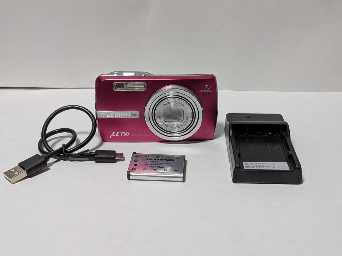 OLYMPUS デジタルカメラ μ-750 純正バッテリー・充電器付き、基本動作確認済拍卖