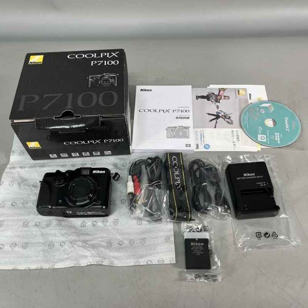O2-232 デジタルカメラ Nikon/ニコン ブラック COOLPIX P7100 美品/動作未確認 取説/充電器/ケーブル/ストラップ付 セット一式拍卖