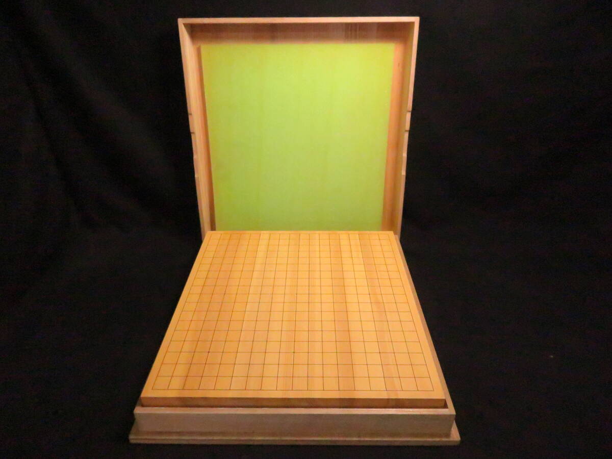 本榧 柾目 一寸九分 5.83cm 卓上 碁盤 ハギ盤 (接合盤)四枚 桐 献上箱拍卖