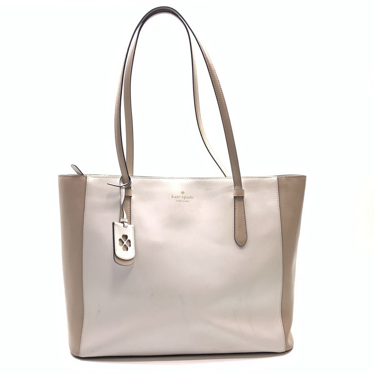 kate spade ケイトスペード トートバッグ ショルダーバッグ バイカラー ホワイト ベージュ ファスナー開閉 レディース 管理RY26003307拍卖