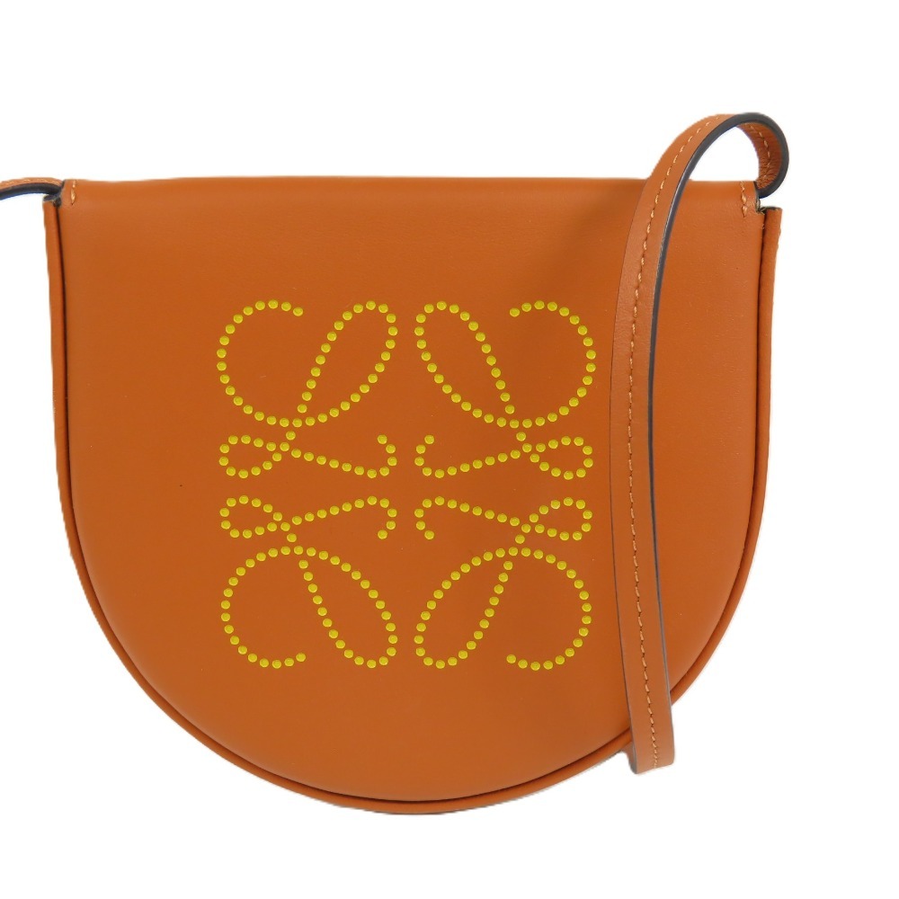 208342★1円スタート★LOEWE ロエベ 新品同様美品 ヒールポーチ アナグラム ポシェット カード入れ ショルダーバッグ カーフ ブラウン拍卖