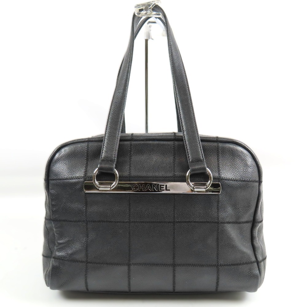 208422★1円スタート★CHANEL シャネル 極美品 チョコバーステッチ ミニボストン ヴィンテージ ショルダーバッグ キャビアスキン ブラック拍卖