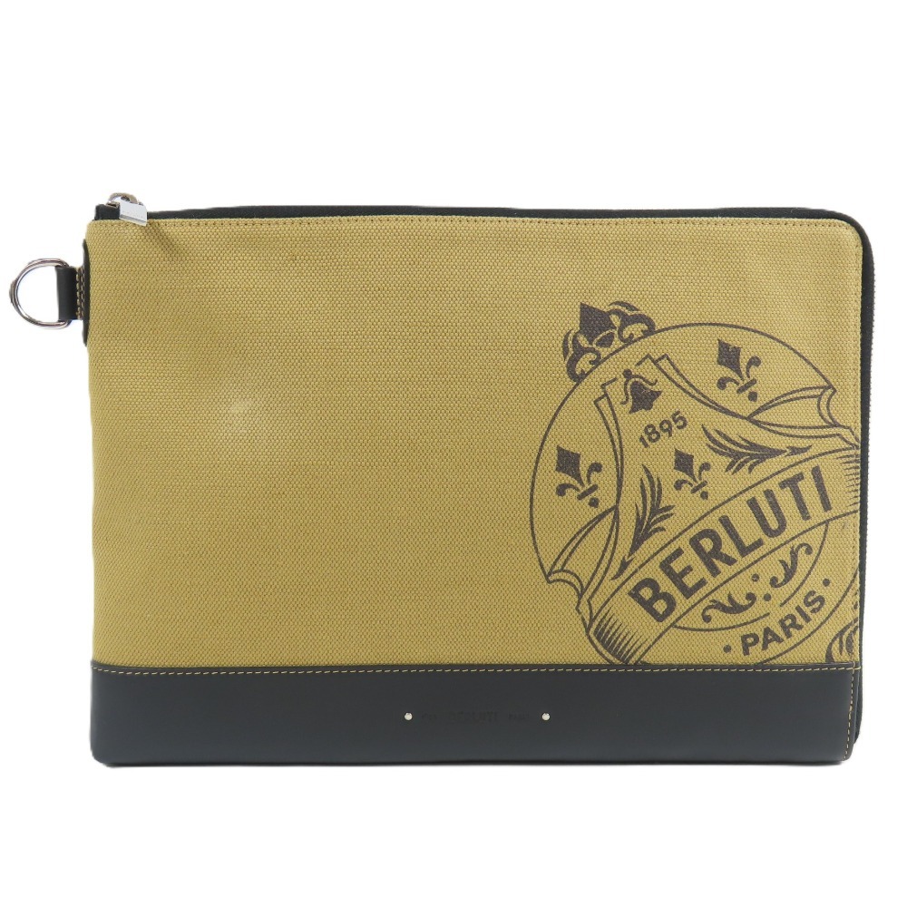 208436★1円スタート★Berluti ベルルッティ 極美品 ニノGM セカンドバッグ ビジネスバッグ クラッチバッグ キャンバス レザー ベージュ拍卖