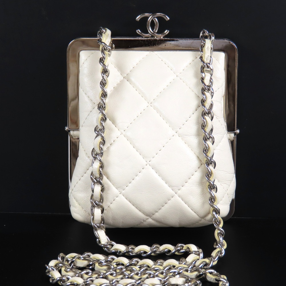 208458★1円スタート★CHANEL シャネル 極美品 31番台 マトラッセ ココマーク がま口 ミニバッグ チェーンショルダーバッグ拍卖