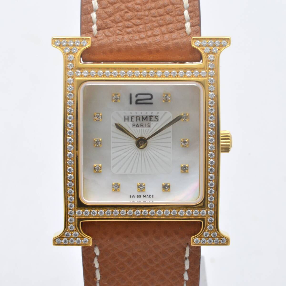 1円~稼働 A106-13329612A HERMES エルメス Hウォッチ HH1.510 革ベルト クォーツ レデイーズ腕時計拍卖