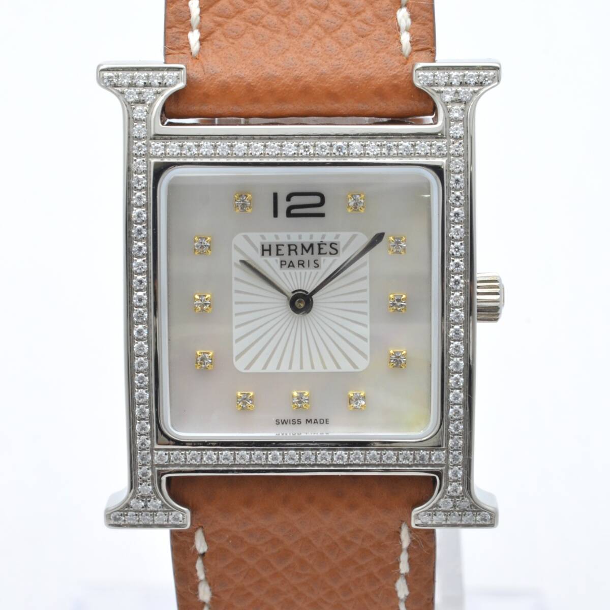 1円~稼働 A107-13331613F HERMES エルメス Hウォッチ HH1.510 革ベルト クォーツ レディース腕時計拍卖