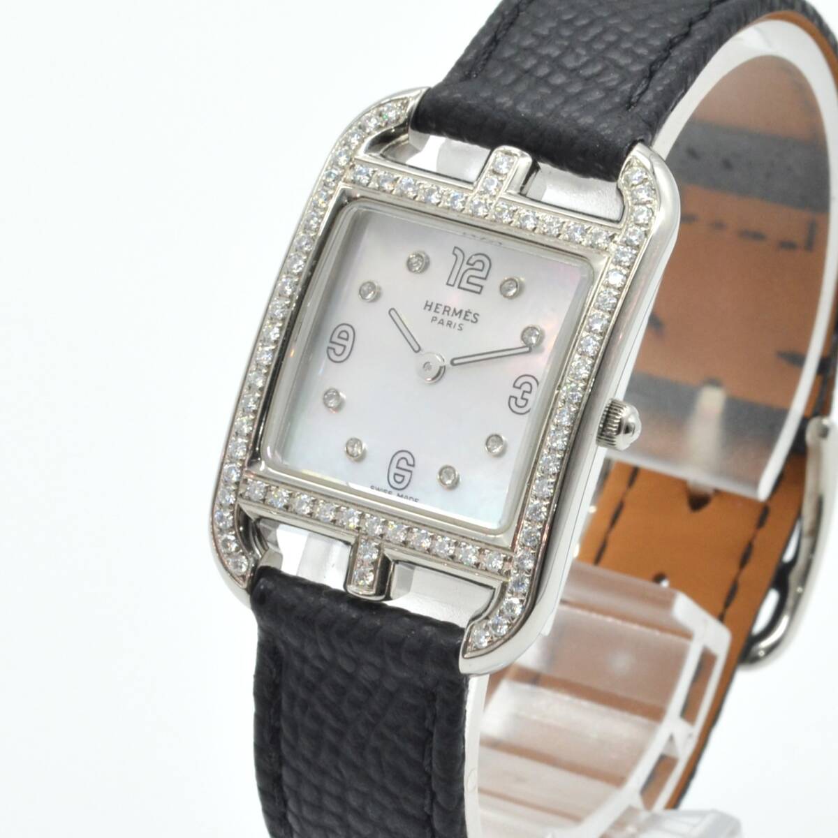 1円~ 稼働 A99-12669612A エルメスHERMES ケープコッド ドゥブルトゥール CC1.210 クォーツ 革ベルト レディース 腕時計拍卖