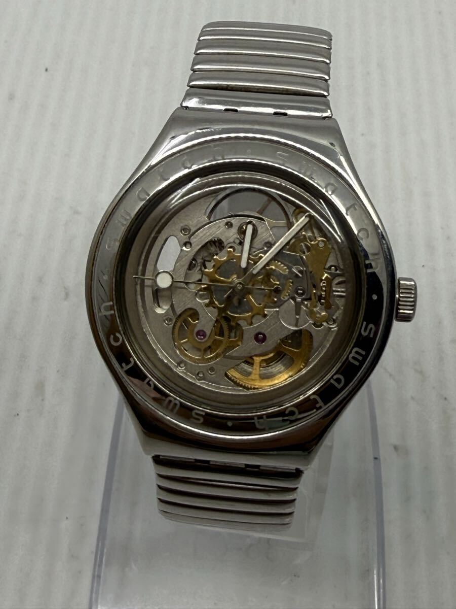1円 腕時計 スウォッチ Swatch 自動巻き スケルトン SWATCH 稼働 AT IRONY アイロニー No.5-045-1拍卖