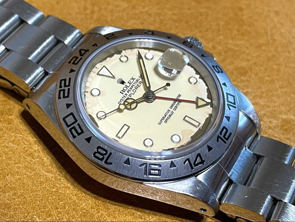 美品 希少 ノンポリ クリームダイヤル ROLEX ロレックス エクスプローラー2 センタースプリット オールトリチウム EXPLORER II ホワイト 白拍卖