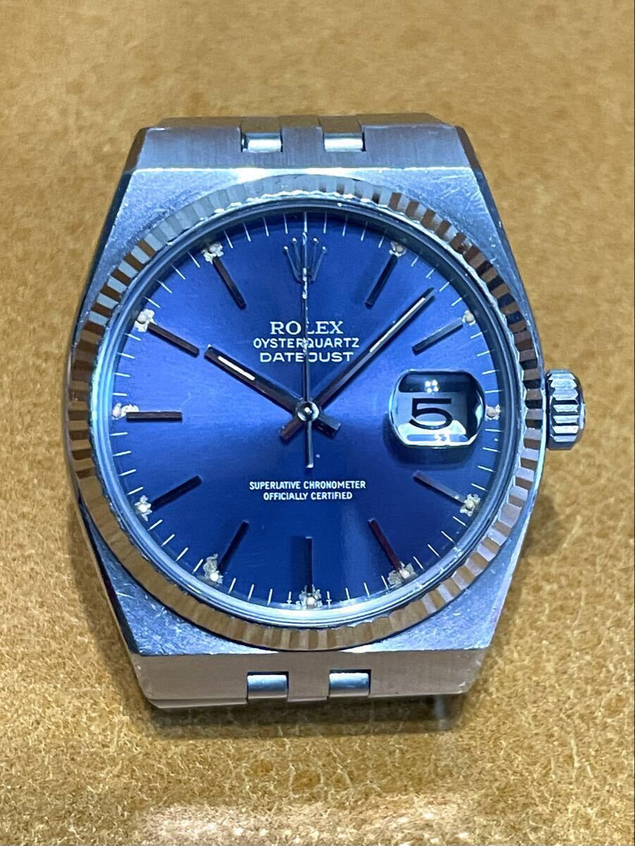 美 希少 ほぼノンポリ ROLEX ロレックス デイトジャスト 17014 オイスタークォーツ 63番 79年頃製造 DATEJUST OYSTERQUARTZ ブルーダイヤル拍卖