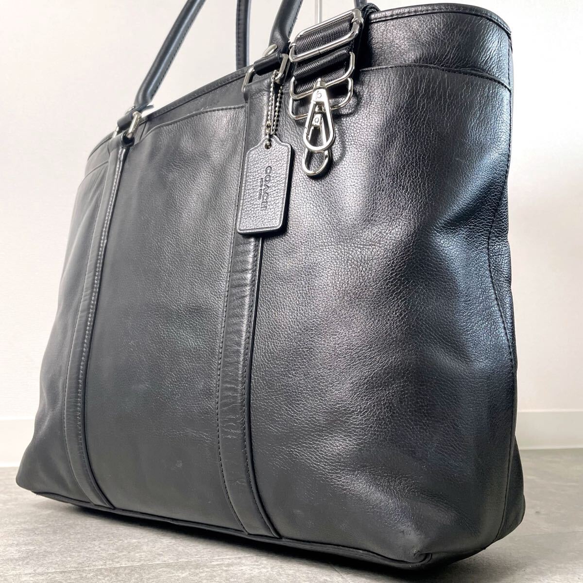 定価12万/入手困難◎ COACH コーチ トートバッグ ハンドバッグ メトロポリタン ショルダー 2way オールレザー 黒 A4収納可 メンズ拍卖