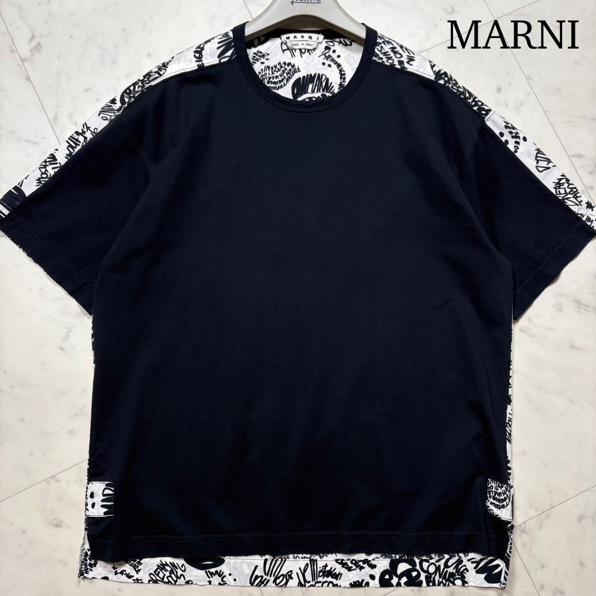 美品/Lサイズ★ MARNI マルニ 21SS ORGANIC COTTON JERSEY T-SHIRT クルーネック Tシャツ 半袖 カットソー トップス イタリア製 メンズ拍卖