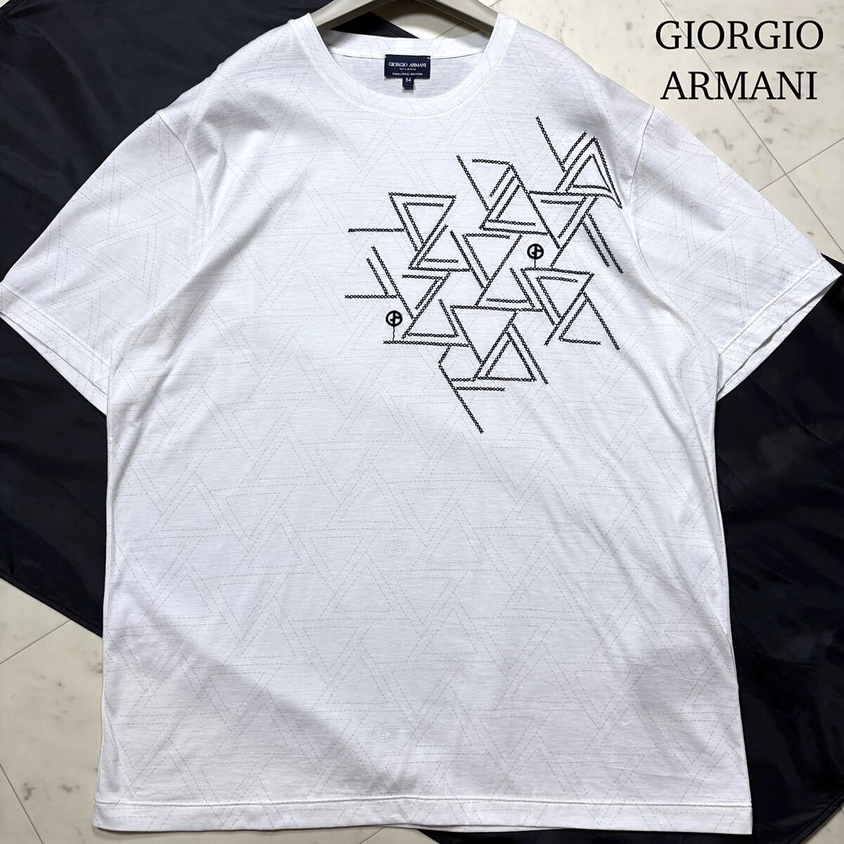 美品/XXL★GIORGIO ARMANI ジョルジオアルマーニ EXCLUSIVE EDITION 限定モデル Tシャツ 半袖 カットソー トップス 大きいサイズ 54 メンズ拍卖