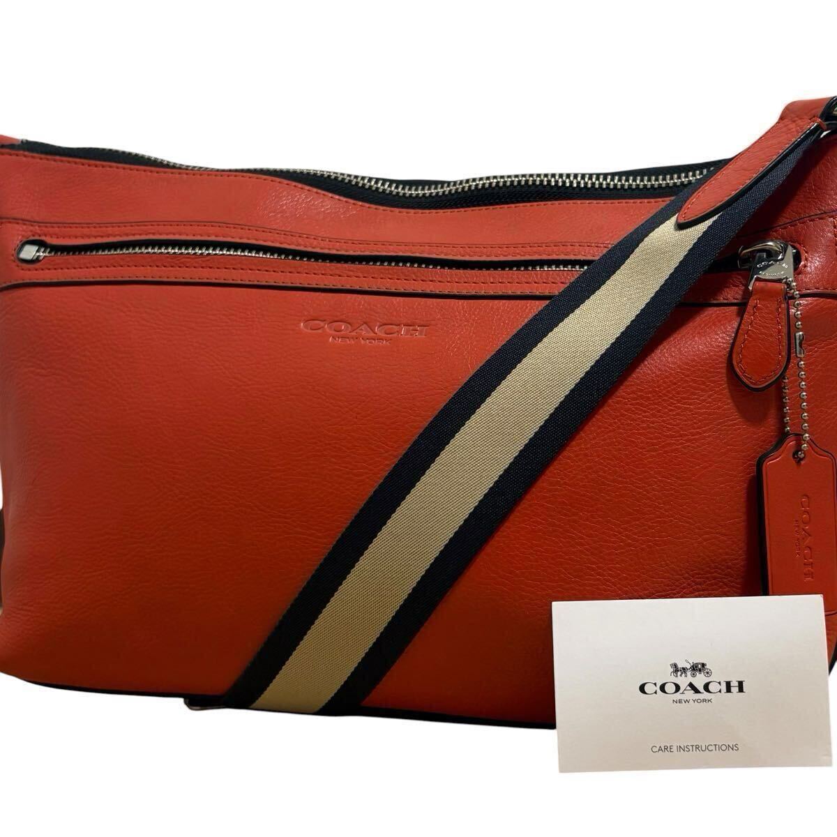 1円〜【入手困難品】定価10万円 コーチ COACH ショルダーバッグ ボディバッグ ウエストポーチ レザー レッド メンズ レディース拍卖