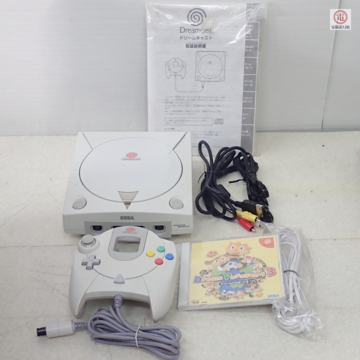 ○動作品 DC ドリームキャスト 本体 HKT-3000 ドリキャス Dreamcast AVケーブル/ACアダプタ/コントローラー/ソフト付 セガ SEGA【20拍卖