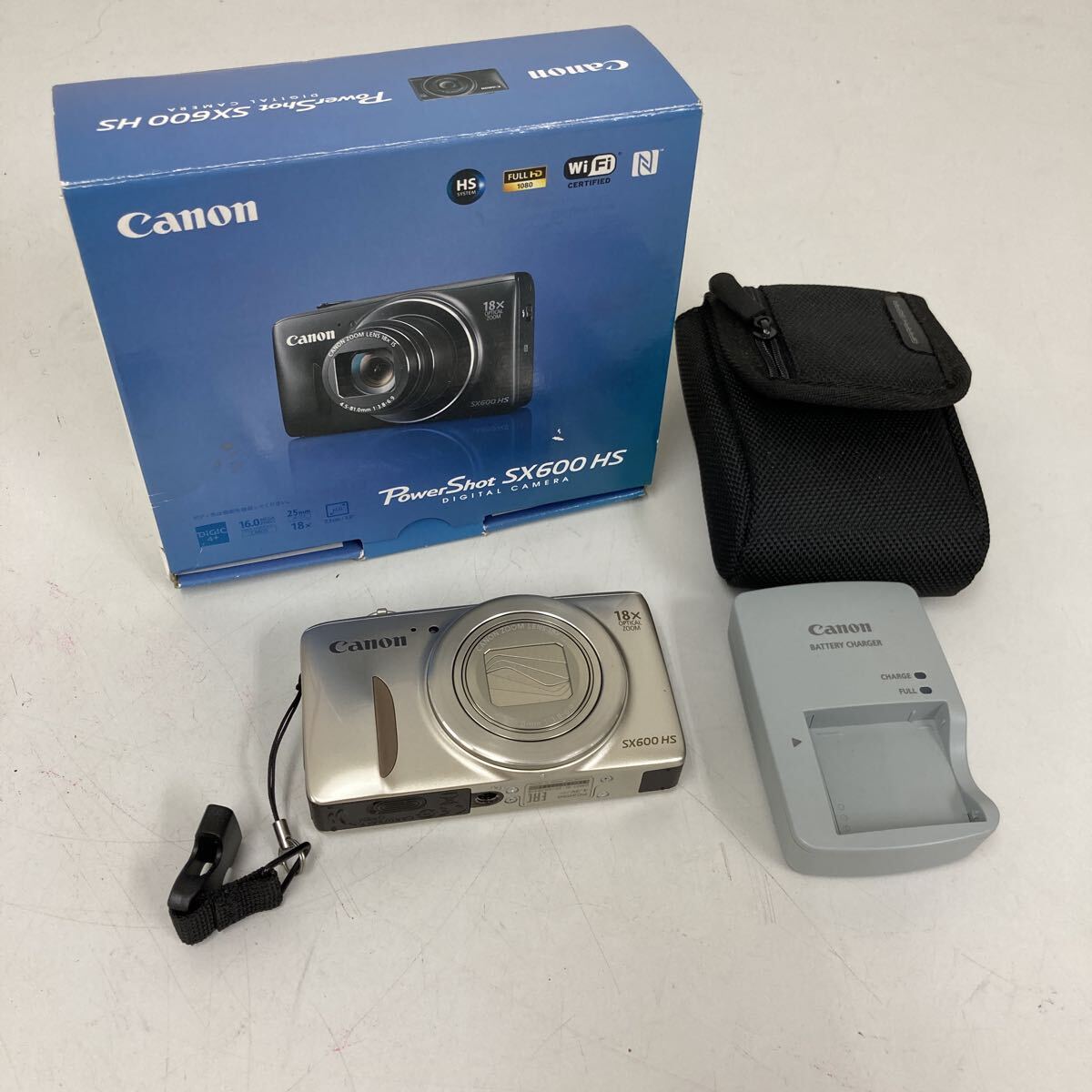 HMS40 Canon キャノン コンパクトデジタルカメラ PowerShot SX600 HS Wi-Fi シルバー デジタルカメラ デジカメ 通電のみ確認拍卖