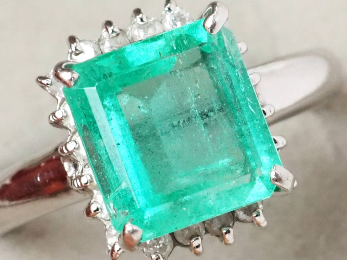 【10203B】Pt900 天然エメラルド 天然ダイヤモンド 2.00ct/0.25ct/6.1g/リング 指輪 ♯17拍卖