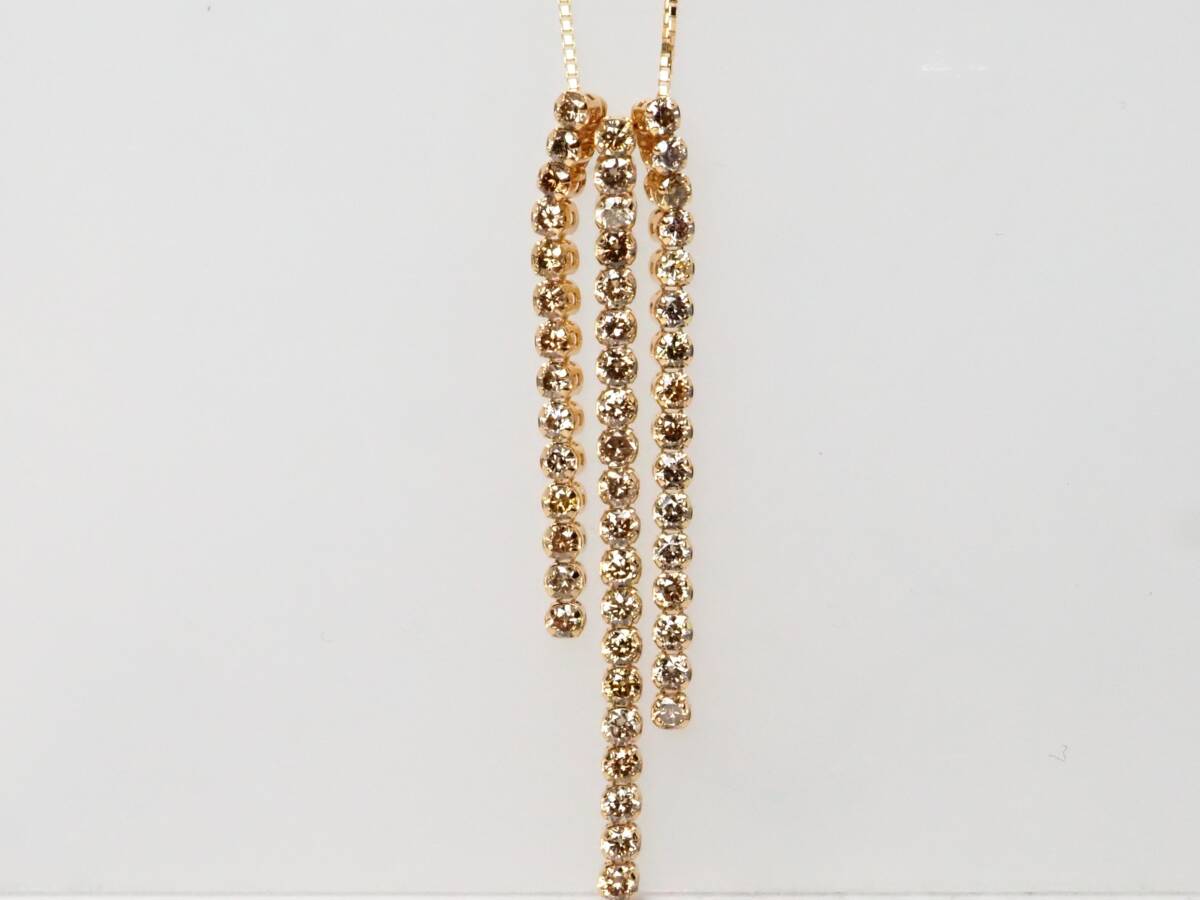 【10305D】鑑別付 K18 天然ダイヤモンド 計1.00ct/0.40ct/0.35ct/0.25ct/3.0g ネックレス拍卖