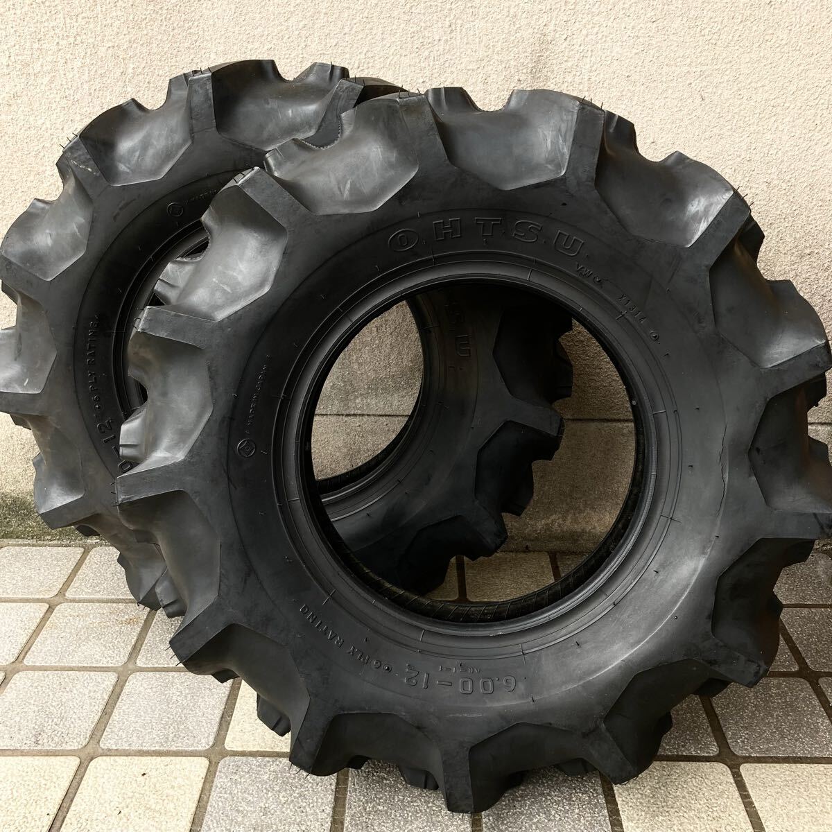 【未使用保管品】2014年製 ファルケン OHTSU 6.00-12 6PR AR-1-1 トラクター 前輪 タイヤ 2本セット チューブタイヤ拍卖