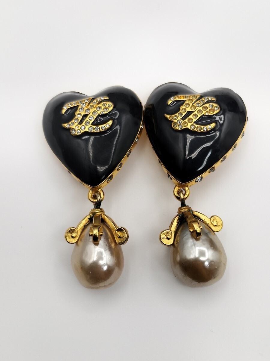 KARL LAGERFELD カールラガーフェルド ヴィンテージ ビンテージ イヤリング アクセサリー ブラック 大ぶり拍卖