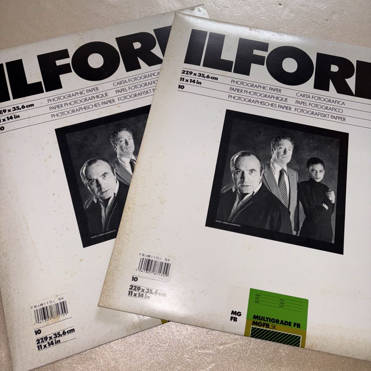 未開封 印画紙 ILFORD MGFB.5K バライタ 11x14インチ 大四切 10枚入りx2 (計20枚) イルフォード 引伸用 厚手 無光沢 保証なし拍卖