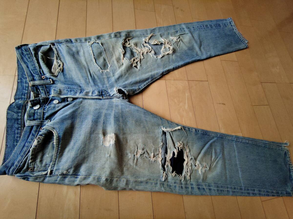 Levi's 501 66前期 オリジナル ボタン裏6 赤耳 雰囲気抜群 鬼ヒゲ クラッシュ グランジ ヴィンテージ拍卖