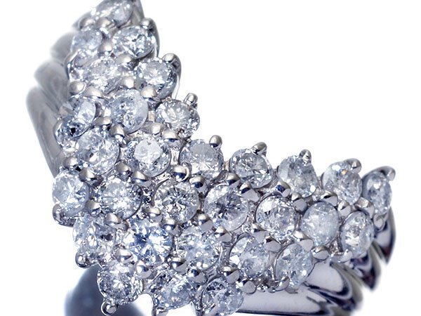 1円~【ジュエリー極】上品なⅤ字デザイン輝く!良質天然ダイヤモンド1.07ct 高級Pt900リングw6579kmlm【送料無料】拍卖