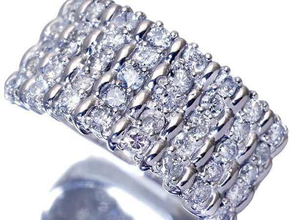 1円~【ジュエリー極】豪華な5段の輝き!良質天然ダイヤモンド1.00ct 高級Pt900リング w6582mllm【送料無料】拍卖