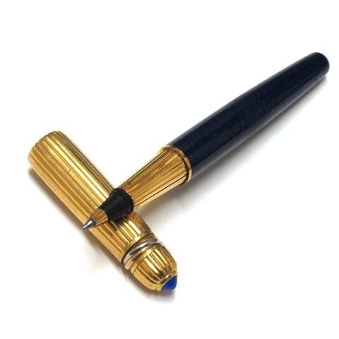 ☆Cartier カルティエ☆希少*パシャ ドゥ*トリニティ*キャップ式*ボールペン*マーブル柄*ブルー/ゴールドプレイテッド*インクなし拍卖