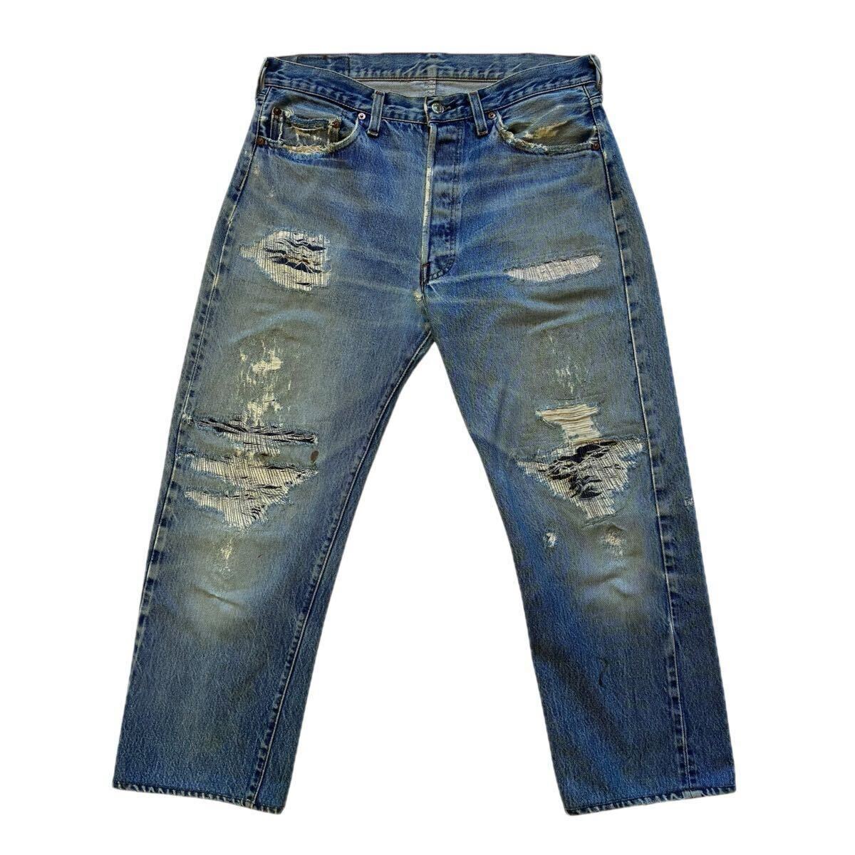 赤耳♪ゴールデンサイズ 80s USA製 Levis 501 オリジナル ビンテージ Redline セルビッチ 黒カン デニムパンツ リーバイス 501 リペア 524拍卖