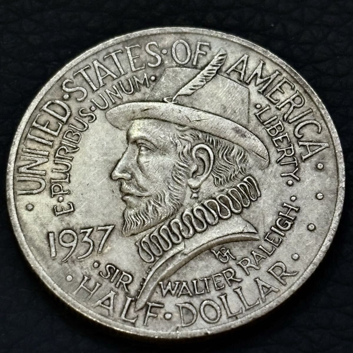 外国古銭 1937年 アメリカ 50セント銀貨 ロアノーク島入植350周年・アンティーク コイン 大型銀貨 古銭 D-378拍卖