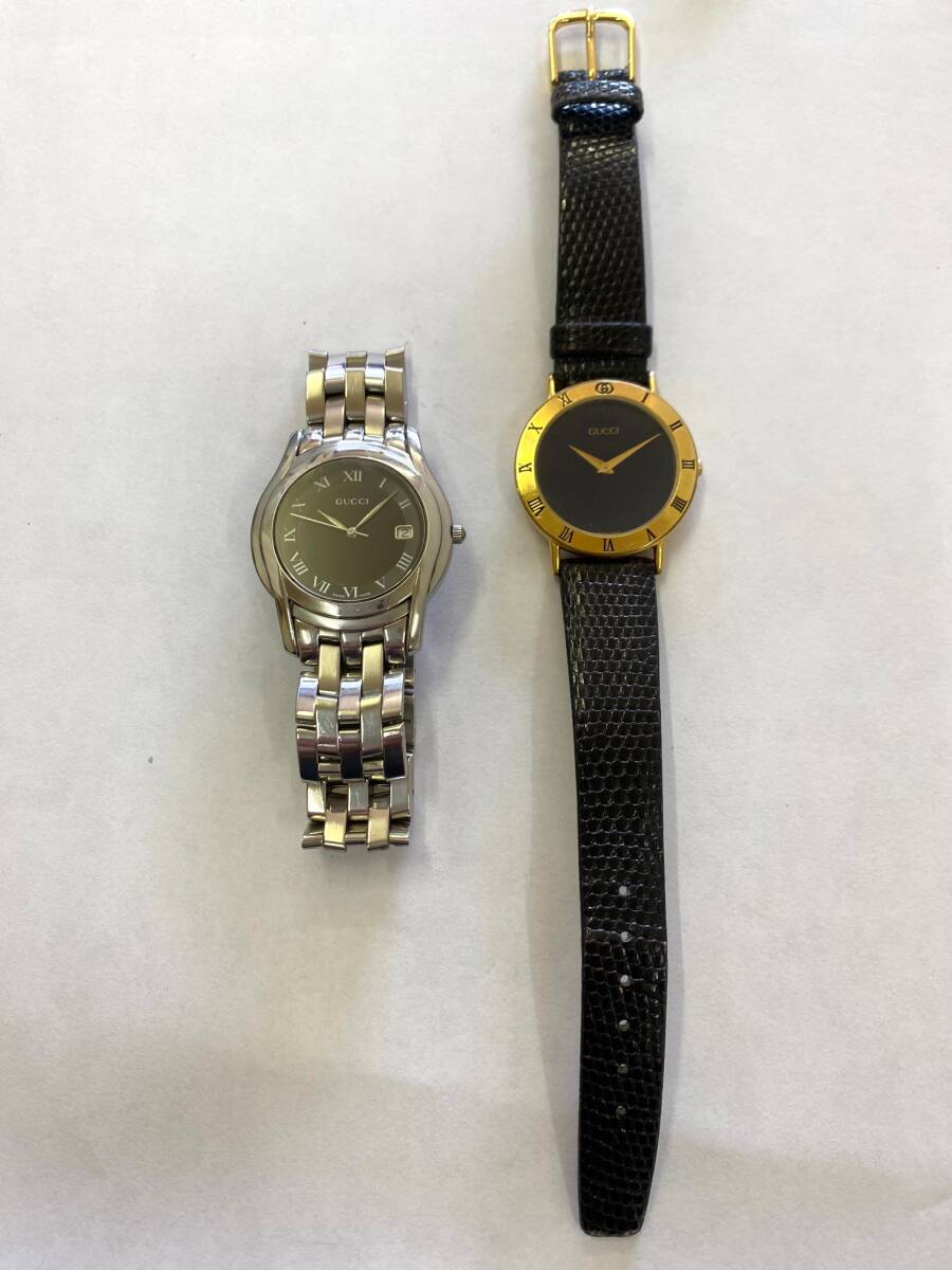 GUCCI グッチ クォーツ メンズ 腕時計 5500M 3000.2.M 2点まとめて 稼働 現状渡し拍卖