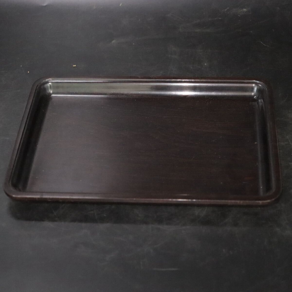 唐木 杢目 四方 盆 / 煎茶道具 茶盆 角盆 長方盆 茶托 検索: 紫檀 黒檀 黒柿 サ.B2774拍卖