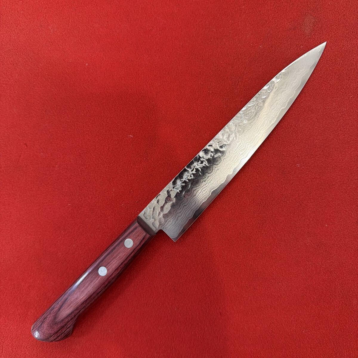 【新品 土佐打刃物】ペティナイフ ダマスカス 槌目 V金10号 拍卖