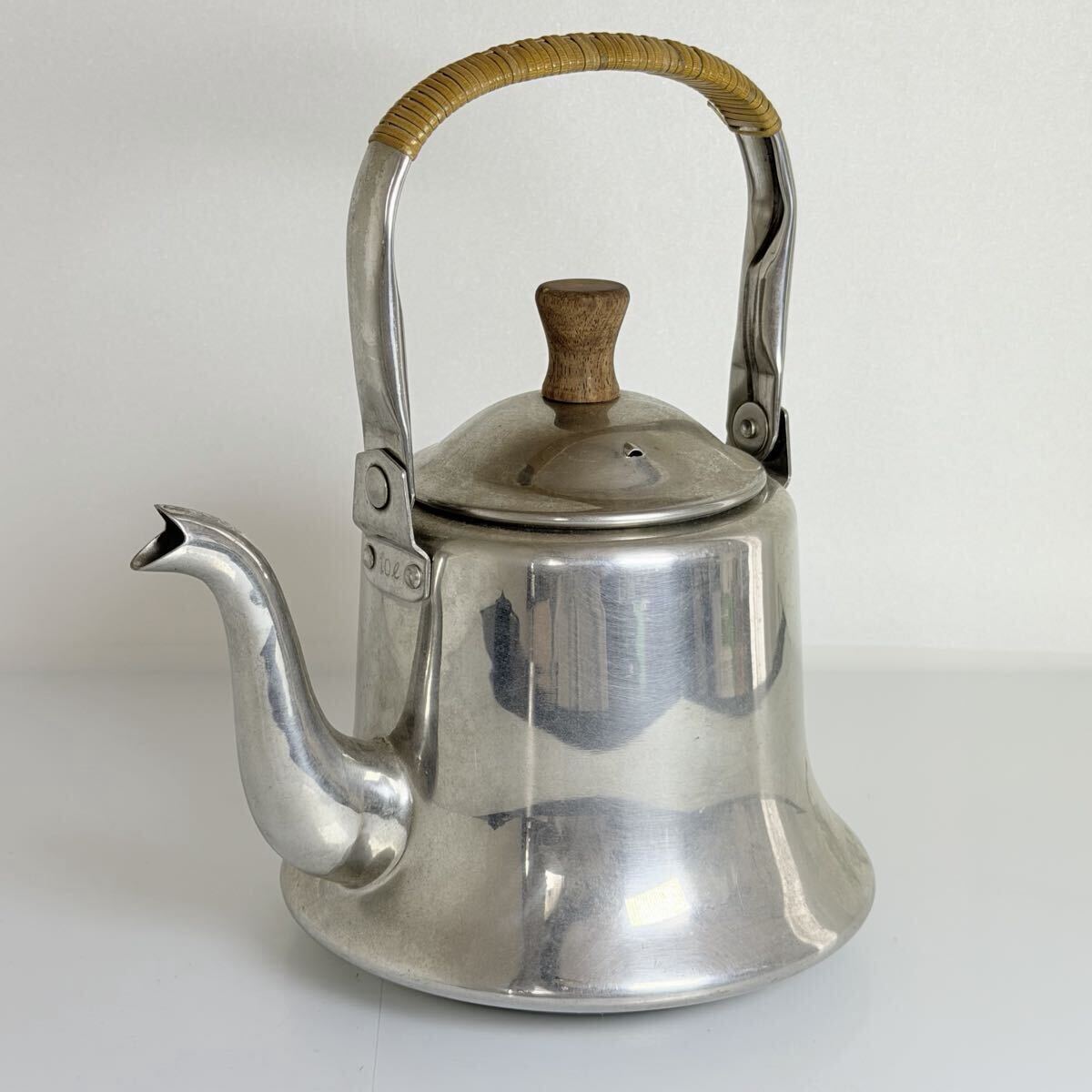 SY874◆YUKIWA 18-8 ステンレス 製 ビンテージ ケトル 1L 工芸品 コーヒー ポット 湯沸し レトロ アウトドア キャンプ拍卖