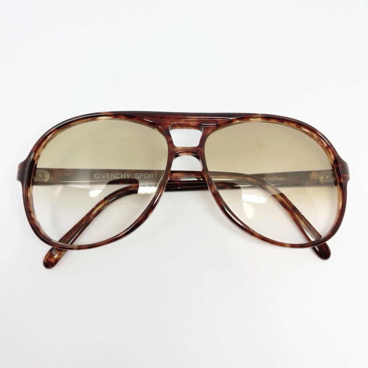FRANCE製 GIVENCHY SPORT ヴィンテージ サングラス べっ甲調 ティアドロップ ツーブリッジ ジバンシィ 1970s 1980s 仏製 レトロ拍卖