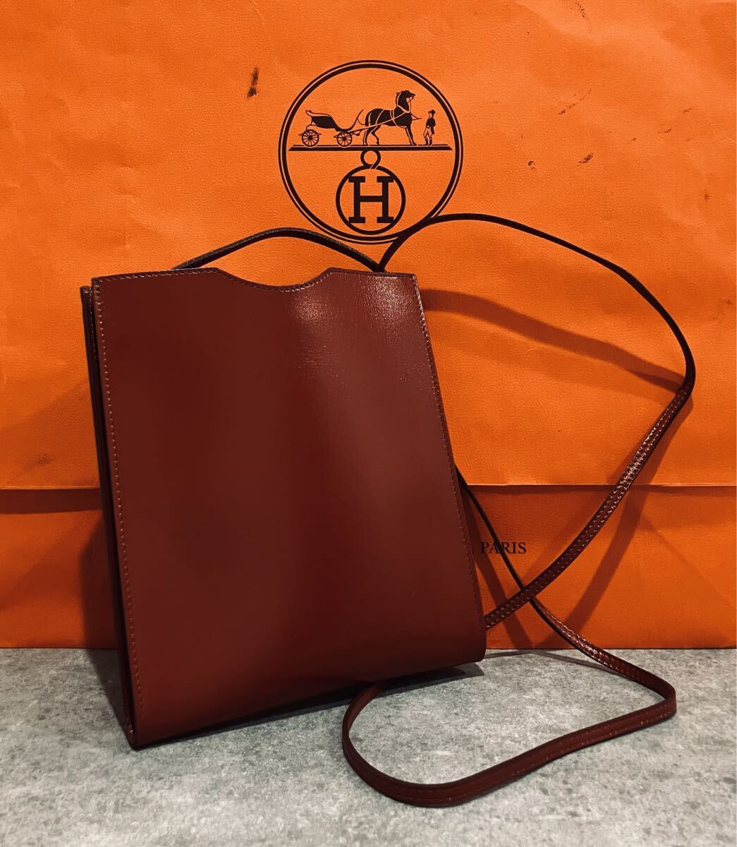 HERMES 新品同様 レザー ショルダー バッグ エルメス 斜め掛け バック拍卖