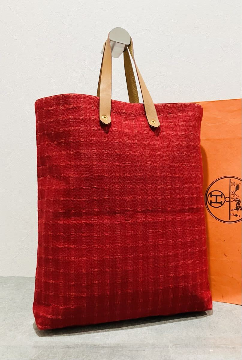 HERMES ● 極美品 エルメス アメダバ トートバッグ トート 赤 バッグ ハンドバッグ レッド拍卖