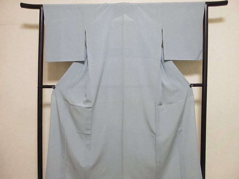 ドークブア■夏 無形文化財伊勢型小紋 絽縮緬 藍鼠 錐彫憲雲鮫 極上の逸品 313拍卖