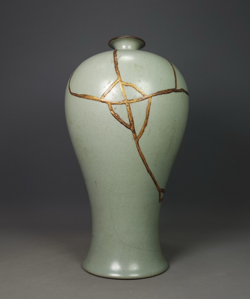 中国美術品 古美術 時代物 古玩 宋時代 汝窯 青磁 花瓶 骨董品 古陶磁器 古道具 W5拍卖