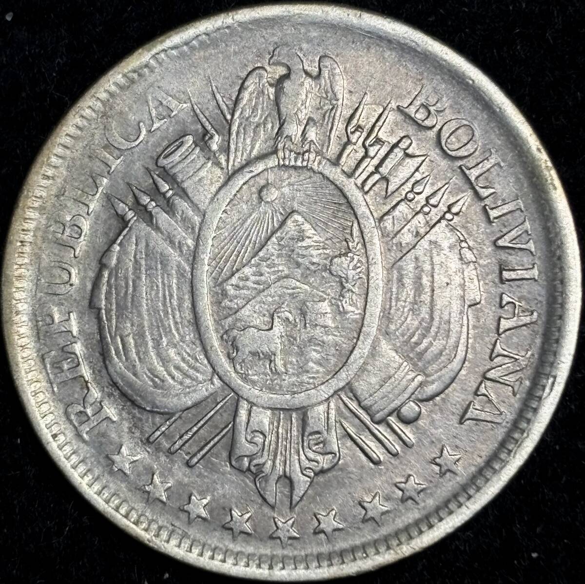 【ボリビア銀貨】(1899年銘 11.5g 直径30mm)拍卖