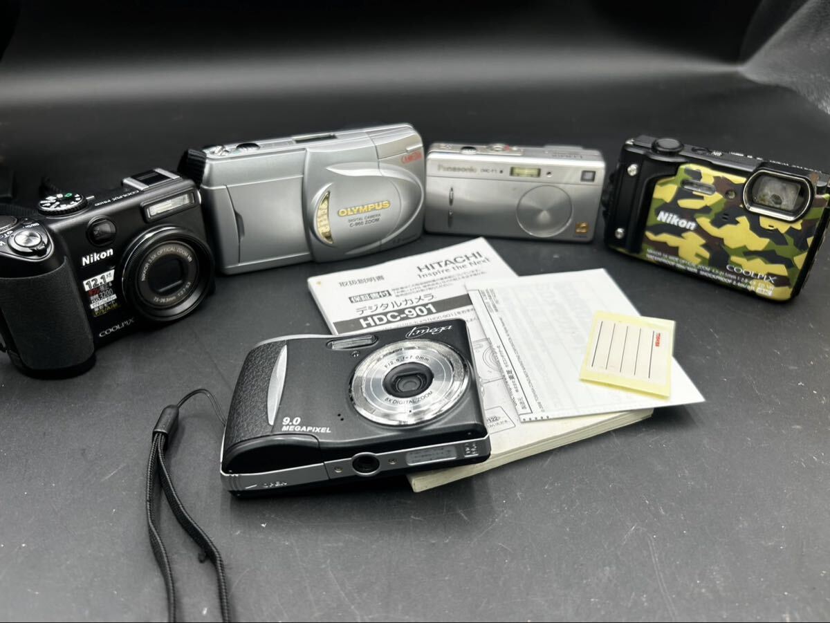 1円スタート デジカメ 5点 まとめ Nikon OLYMPUS Panasonic HITACHI 動作未確認 現状品 AY0606かう拍卖