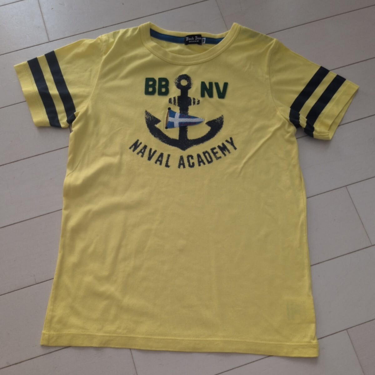 150 ミキハウスブラックベア イカリ マリン柄 半袖Tシャツ 黄拍卖
