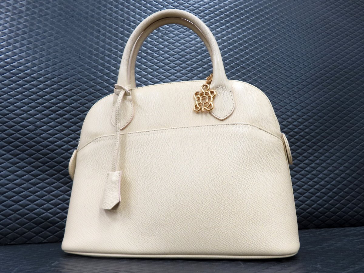 ◆美品◆MORABITO モラビト◆ディナ◆カーフ レザー 本革◆ハンド バッグ◆クリーム ゴールド金具◆腕掛け◆B5サイズ収納◆A17592拍卖