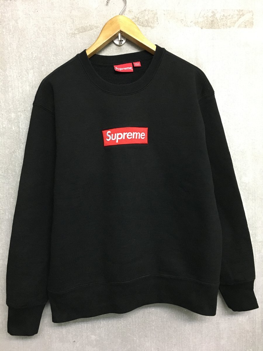 ◆国内正規 Supreme シュプリーム 22AW 定番人気 S BOX LOGO CREWNECK SWEAT BOXロゴ刺繍 クルーネック スウェット 黒 サイズS拍卖