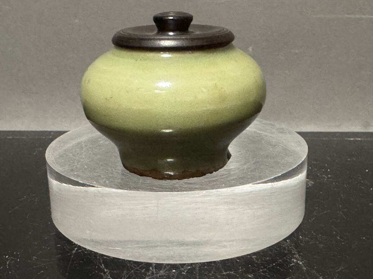 706)天龍寺青磁蓋付 小壺 茶入 陶器 骨董品 唐物 龍泉窯 中国美術 H6 D7.5 c m拍卖