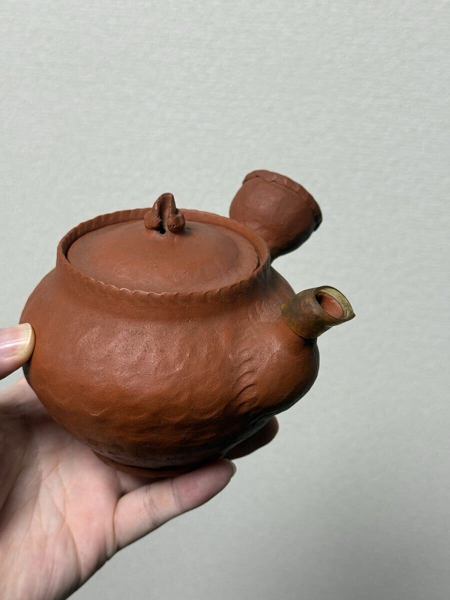 急須 在銘 常滑焼 茶器 煎茶道具 茶道具 朱泥 横手急須 手捻り 煎茶器拍卖